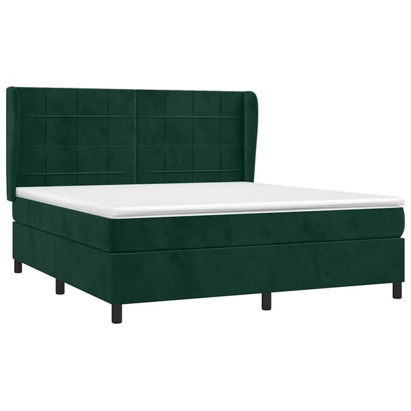 vidaXL Sommier &agrave; lattes de lit et matelas Vert fonc&eacute; 160x200cm Velours
