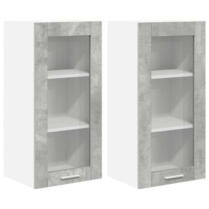 vidaXL Armoire suspendue avec porte 2 pcs Gris b&eacute;ton 40 x 31 x 80 cm