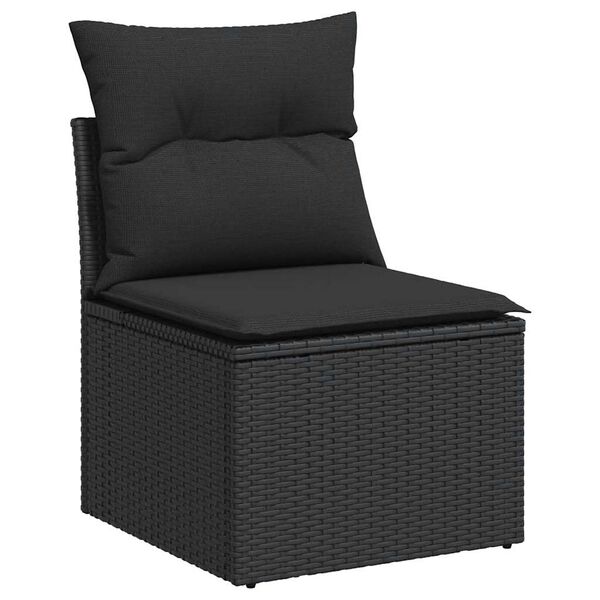 vidaXL Salon de jardin 11 pcs avec coussins noir r&eacute;sine tress&eacute;e