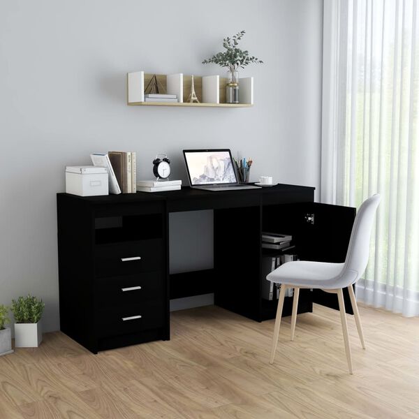 vidaXL Bureau Noir 140x50x76 cm Bois d&rsquo;ing&eacute;nierie