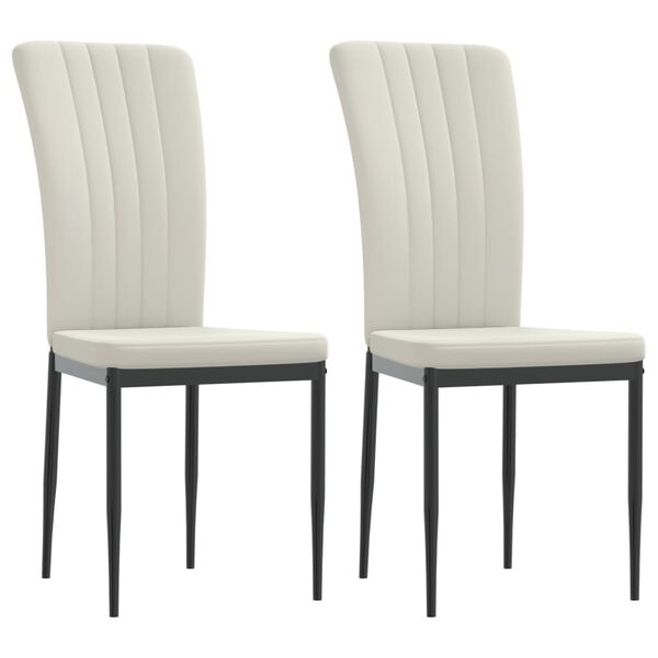 vidaXL Chaises à manger lot de 2 Crème Velours