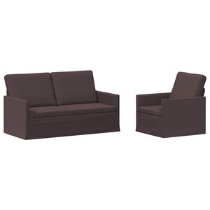 vidaXL Ensemble de Canap&eacute;s 2 pcs Marron fonc&eacute; Tissu
