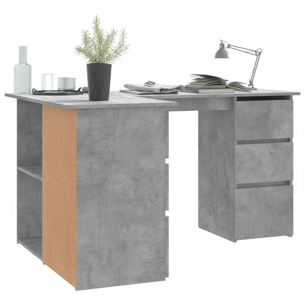 vidaXL Bureau d'angle Gris béton 145x100x76 cm Bois d'ingénierie