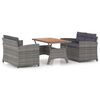 vidaXL Salon de jardin 3 pcs avec coussins R&eacute;sine tress&eacute;e Gris