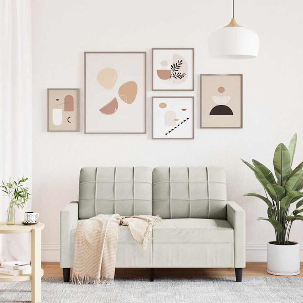 vidaXL Canapé à 2 places Crème 120 cm Velours