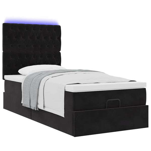 VidaXL Cadre de lit ottoman avec matelas noir 100x200cm velours