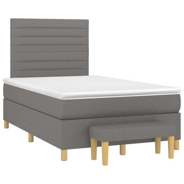 vidaXL Sommier &agrave; lattes de lit avec matelas Gris fonc&eacute; 120x200cm Tissu