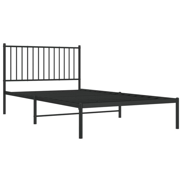 vidaXL Cadre de lit m&eacute;tal sans matelas avec t&ecirc;te de lit noir 107x203cm