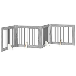 vidaXL Porte de chien pliable avec supports 4 pcs Sonoma gris 401 cm