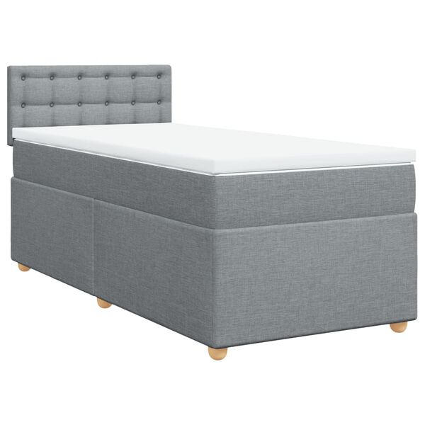 vidaXL Sommier &agrave; lattes de lit avec matelas gris clair 80x200 cm tissu