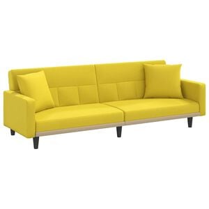 vidaXL Canap&eacute;-lit avec coussins jaune clair tissu