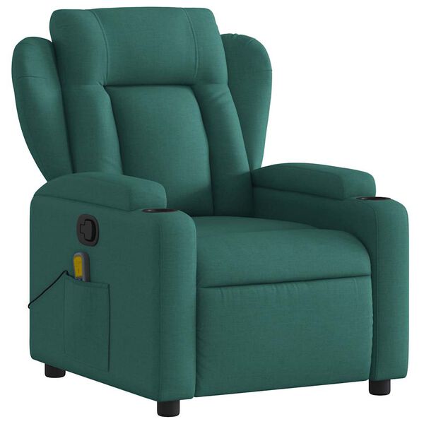 vidaXL Fauteuil de massage inclinable Vert fonc&eacute; Tissu