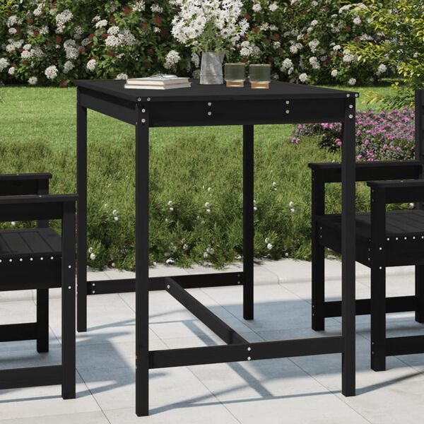 vidaXL Table de jardin noir 121x82,5x110 cm bois massif de pin
