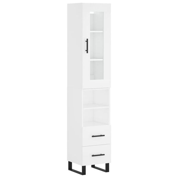 vidaXL Buffet haut Blanc 34,5x34x180 cm Bois d'ingénierie
