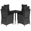 vidaXL Ensemble &agrave; manger de jardin coussins 5pcs Noir R&eacute;sine tress&eacute;e