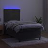 vidaXL Sommier &agrave; lattes de lit avec matelas et LED Gris fonc&eacute; 90x190cm
