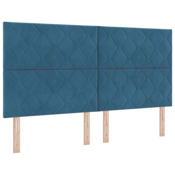 vidaXL T&ecirc;te de lit Bleu fonc&eacute; 180 cm Velours