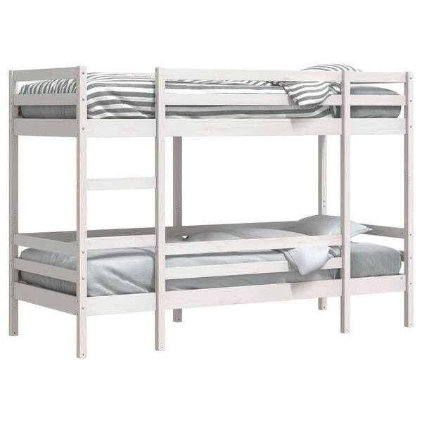 vidaXL Lit superpos&eacute; sans matelas blanc 90x200 cm bois de pin massif