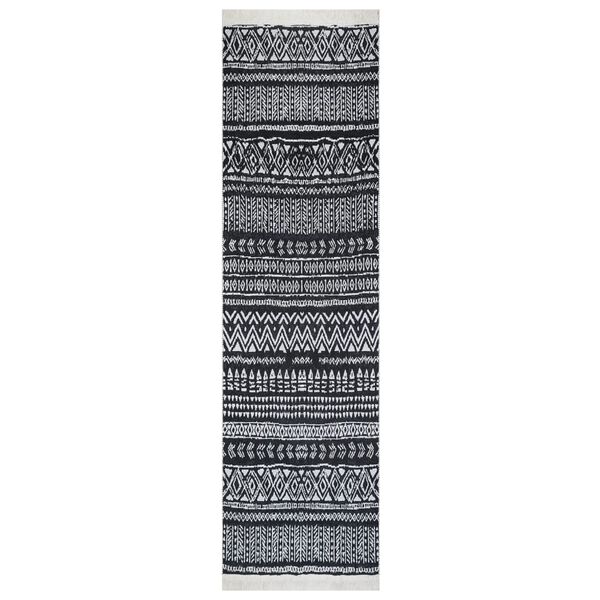 vidaXL Tapis Noir et blanc 80x300 cm Coton