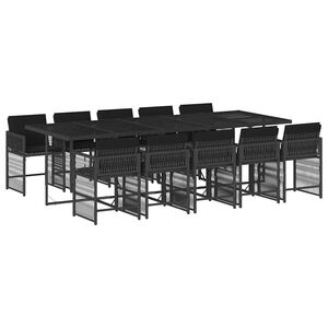 vidaXL Ensemble &agrave; manger de jardin 11 pcs coussins noir r&eacute;sine tress&eacute;e