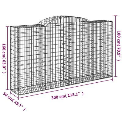 vidaXL Paniers à gabions arqués 17 pcs 300x50x160/180 cm fer galvanisé