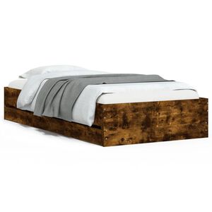 vidaXL Cadre de lit avec tiroirs sans matelas ch&ecirc;ne fum&eacute; 75x190 cm