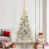 vidaXL Sapin de No&euml;l artificiel pr&eacute;-&eacute;clair&eacute; Argent 210 cm PET