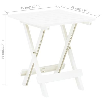 vidaXL Table pliable de jardin blanc 45x43x50 cm plastique