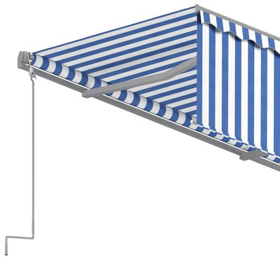 vidaXL Auvent manuel rétractable avec store 4,5x3 m Bleu et blanc