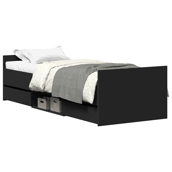 vidaXL Cadre de lit sans matelas noir 75x190 cm