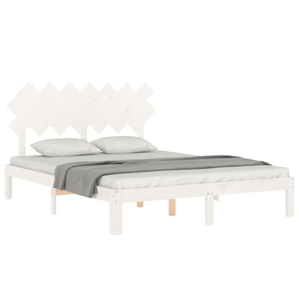 vidaXL Cadre de lit sans matelas blanc 140x190 cm bois de pin massif