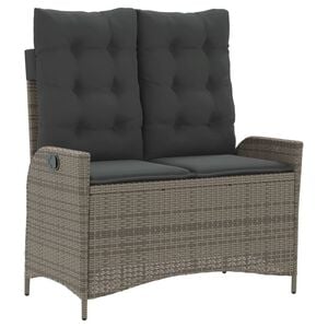 vidaXL Banc inclinable de jardin avec coussins gris r&eacute;sine tress&eacute;e