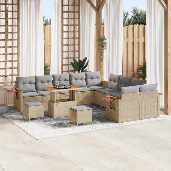 vidaXL Ensemble de canap&eacute; de jardin 17 pcs Beige et Gris clair