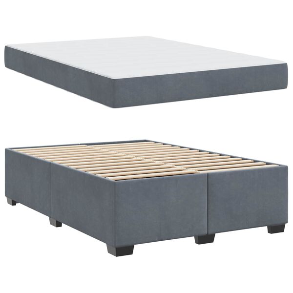 vidaXL Cadre de lit avec matelas Gris fonc&eacute; 160 x 200 cm tissu