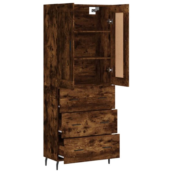 vidaXL Buffet haut Ch&ecirc;ne fum&eacute; 69,5x34x180 cm Bois d'ing&eacute;nierie