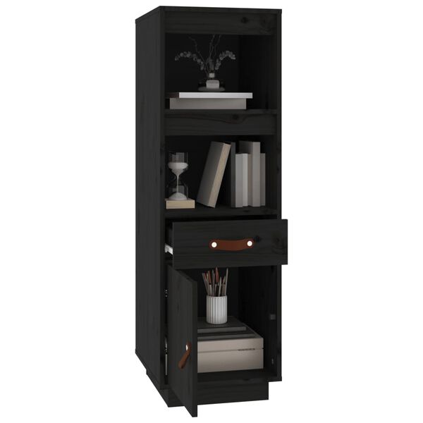 vidaXL Buffet haut Noir 34x40x108,5 cm Bois massif de pin