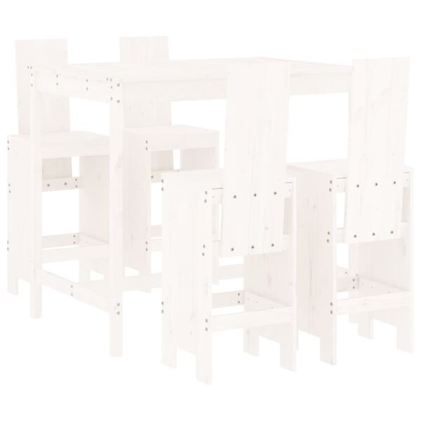 vidaXL Ensemble de bar de jardin 5 pcs blanc bois massif de pin