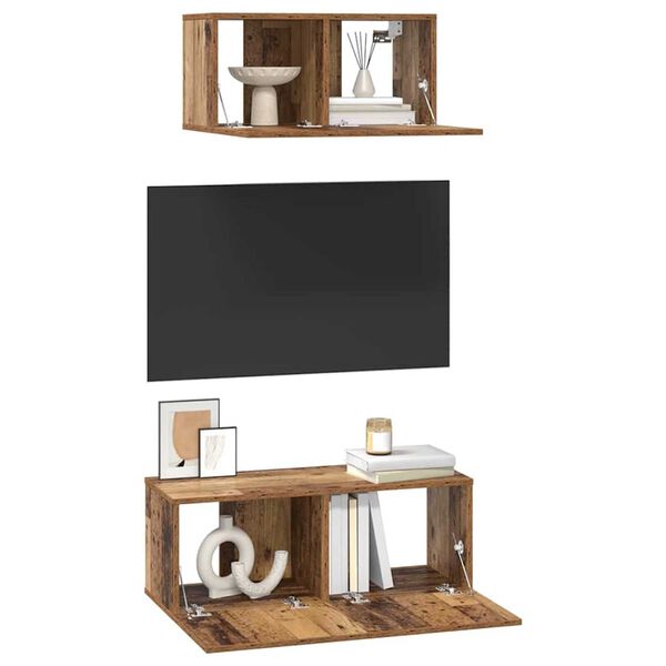 vidaXL Ensemble meuble TV 2 pcs Bois Ancien Bois d'ing&eacute;nierie