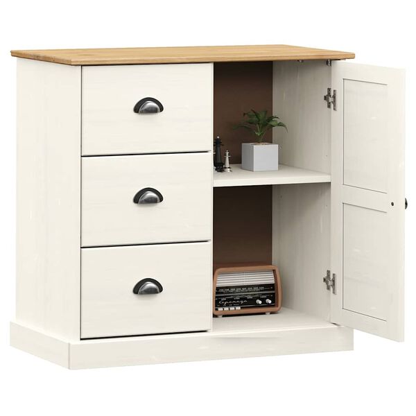vidaXL Buffet avec tiroirs VIGO 78x40x75 cm blanc bois massif de pin