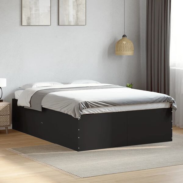 vidaXL Cadre de lit sans matelas noir 135x190 cm