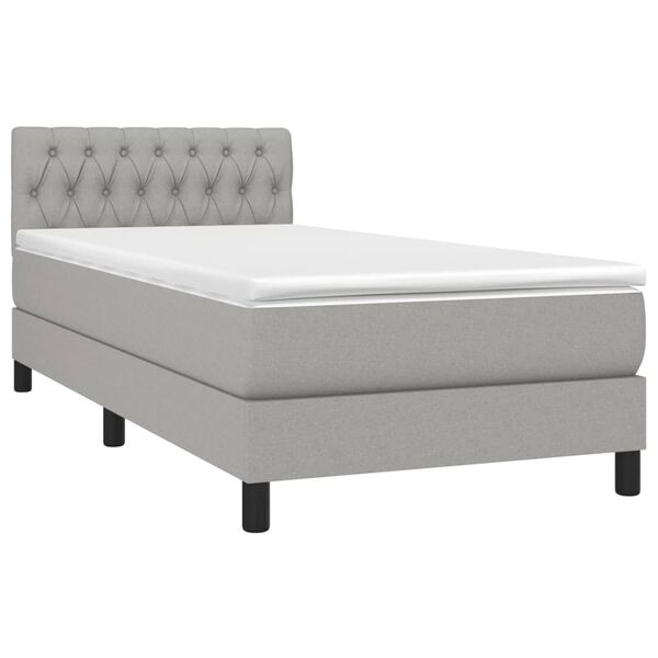 vidaXL Sommier &agrave; lattes de lit avec matelas Gris clair 100x200cm Tissu