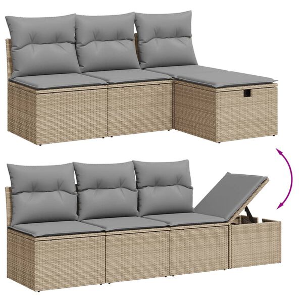 vidaXL Salon de jardin avec coussins 9 pcs beige résine tressée