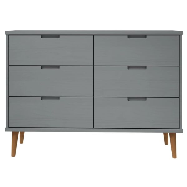 vidaXL Commode MOLDE Gris 113x40x80 cm Bois de pin massif