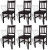 vidaXL Chaises &agrave; manger lot de 6 marron fonc&eacute; pin&egrave;de
