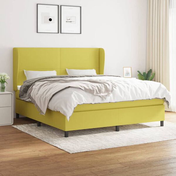 vidaXL Sommier &agrave; lattes de lit avec matelas Vert 180x200 cm Tissu