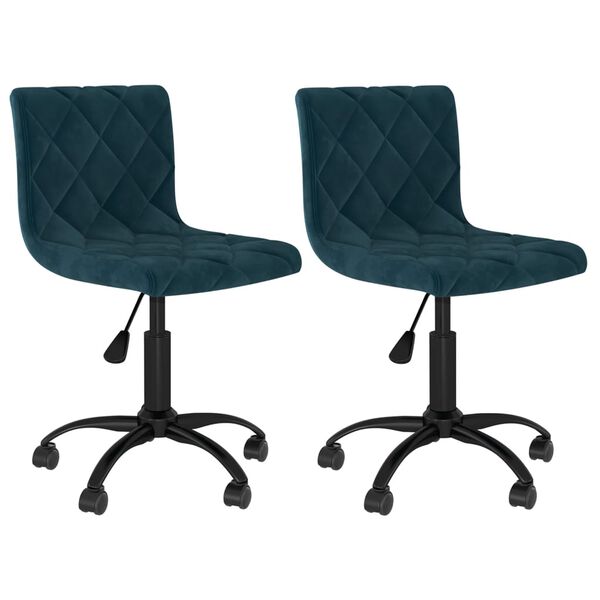 vidaXL Chaises pivotantes &agrave; manger lot de 2 Bleu Velours