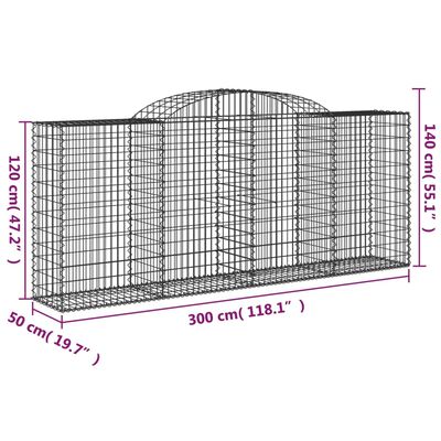 vidaXL Paniers à gabions arqués 10 pcs 300x50x120/140 cm fer galvanisé