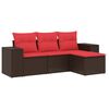 vidaXL Ensemble de canap&eacute; de jardin 4 pcs avec coussins marron r&eacute;sine tress&eacute;e