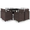 vidaXL Ensemble &agrave; manger d'ext&eacute;rieur avec coussins 9pcs R&eacute;sine tress&eacute;e