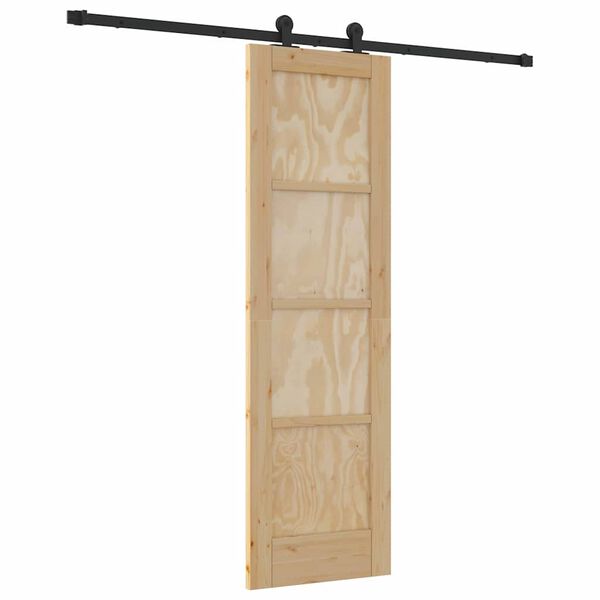 vidaXL Porte coulissante Naturel et Noir 61 x 198,5 cm Pin massif